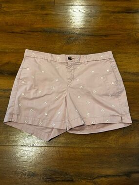 Old Navy Women's 14 Everyday Short Pink White Yellow Embroidered Daisy Shorts